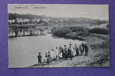 Ansichtskarte AK Crossen an der Oder Krosno 1905-1915 Bismarckstraße Häuser Kinder Angeln Lebus Ortsansicht Polen Polska